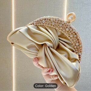 Elegant Gold Clutch with Crystal Accents